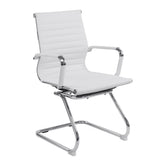Nautilus Designs Aura Contemporary Medium Back Bonded Leather Executive Cantilever Visitor Chair With Fixed Arms White - BCL/8003AV/WH DD